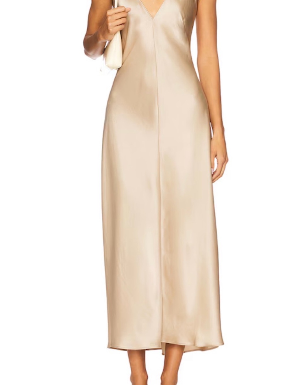LESET Champagne Satin Maxi Slip Dress